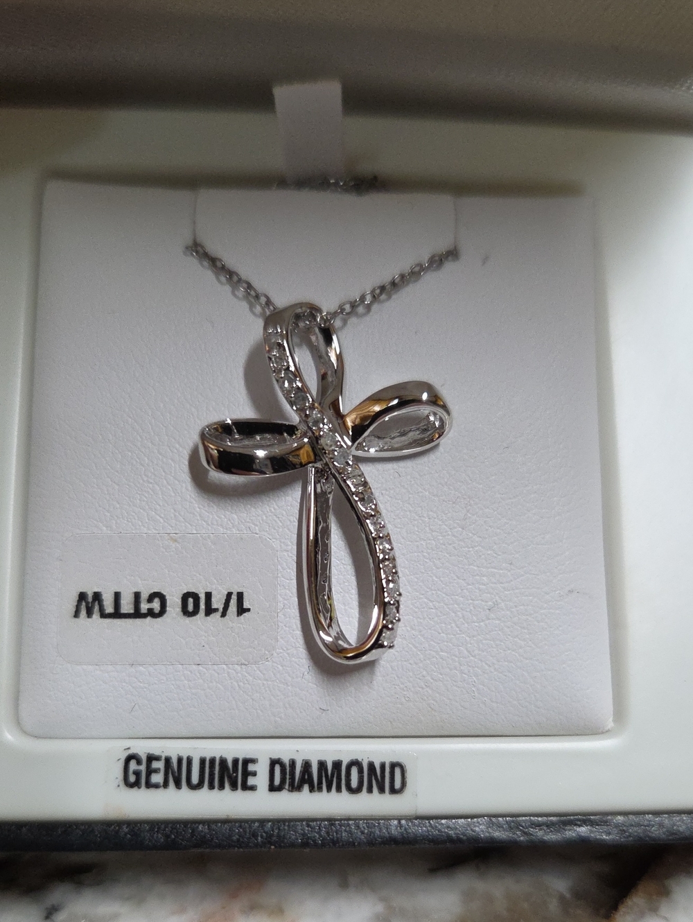 Kohl's Silver Cross Necklace with Diamond Accents